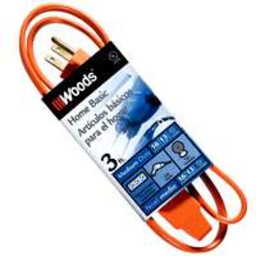 Coleman 0814 Indoor Extension Power Cord, 3&#039;, Orange