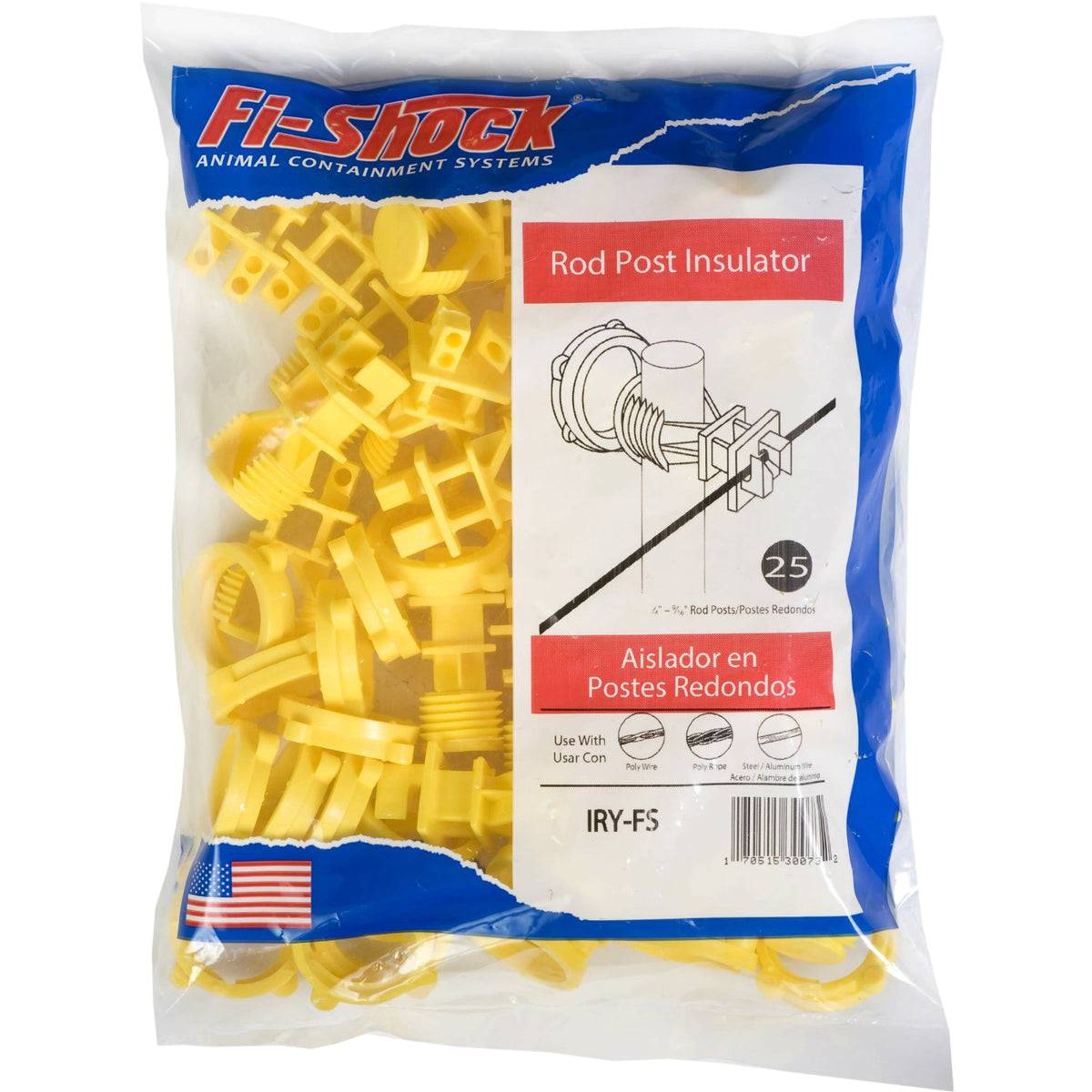 Fi-Shock IRY-FS Screw On Insulator, Yellow, Bag Of 25