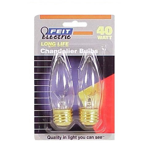 Feit Electric BP40ETC Incandescent Chandelier Light Bulb, 40 Watts, 120 Volt