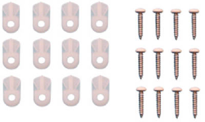 Slide-Co PL-7738 Plastic Screen Clips with Screws, Flush, White, 12-Pack
