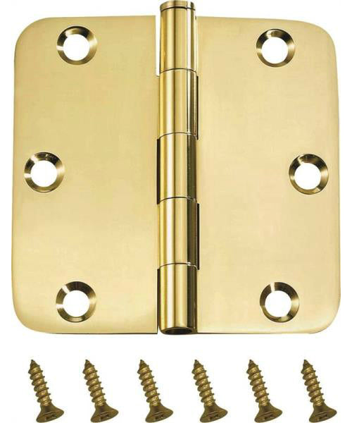 Mintcraft BH-BR21B3L Radial Corner Door Hinge, 3 1/2" x 3 1/2", Bright Brass