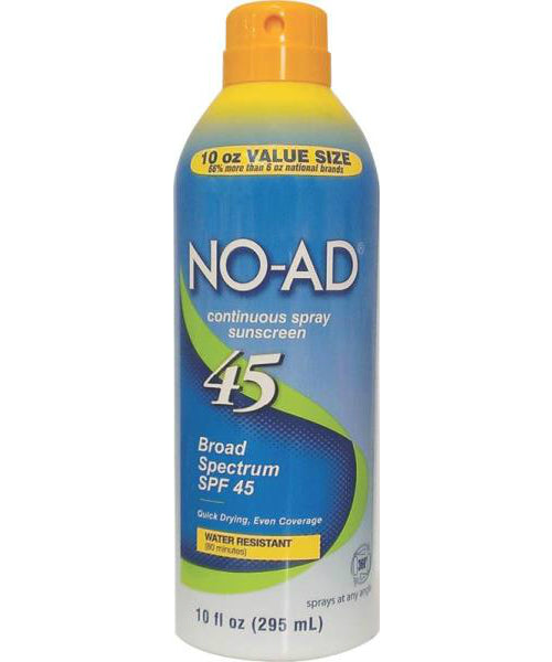 NO-AD 21501-500-DM06 Coninuous Spray Sunscreen, SPF 45, 10 Oz