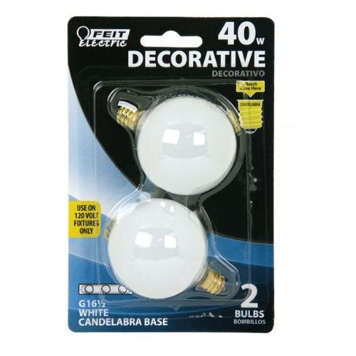 Feit Electric BP40G161/2/W Decorative Globe Light Bulb, 40 Watts, 120 Volt