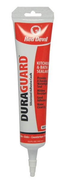 Red Devil 0405 DuraGuard Kitchen & Bath Acrylic Caulk, White, 5.50 Oz