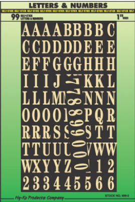 Hy-Ko MM-2 Self-Stick Letters & Numbers Assortment, 1", Gold On Black