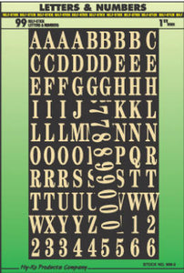 Hy-Ko MM-2 Self-Stick Letters & Numbers Assortment, 1", Gold On Black