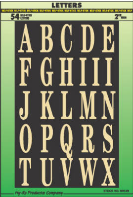 Hy-Ko MM-3L Self-Stick Letter Set Assortment, 2", Gold On Black