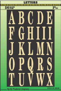 Hy-Ko MM-3L Self-Stick Letter Set Assortment, 2", Gold On Black