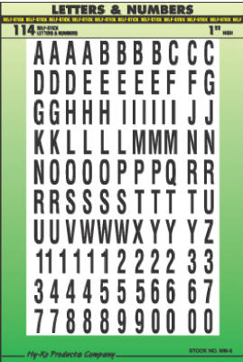 Hy-Ko MM-6 Self-Stick Letters & Numbers Assortment, 1", Black On White