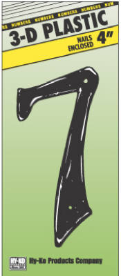 Hy-Ko PN-29/7 3-D Plastic House Number 7 Sign with Nails, 4", Black