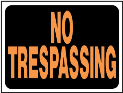 Hy-Ko 3014 No Trespassing Plastic Sign, 9" x 12", Hy-Glo Orange & Black