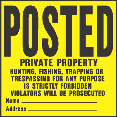Hy-Ko YP-1 Posted Private Property Plastic Sign, 11" x 11", Yellow/Black