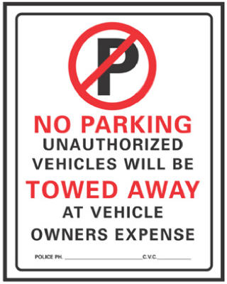 Hy-Ko 702 No Parking Plastic Sign, 19" x 15", White Background
