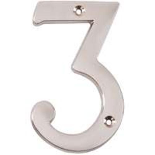 Mintcraft N-Z043SN-3L House Number 3 Satin Nickel Finish 4"