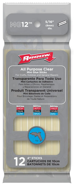 Arrow MG12 All Purpose Clear Mini Glue Sticks, 4"