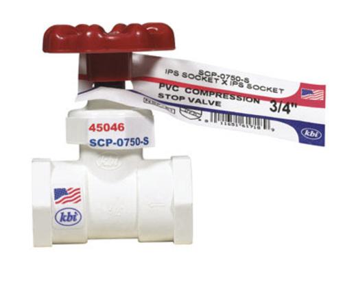 King Brothers SCP-0750-S Pvc Slip Stop Valve 3/4"X3/4"
