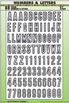 Hy-Ko MM-31 Prism Self-Adhesive Numbers & Letter Set, 1"