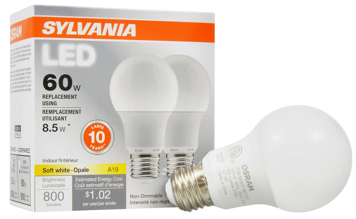 Sylvania 73886 A19 Non-Dimmable LED Light Bulb, 60 Watt, 120 Volts