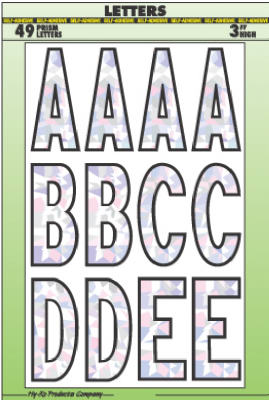 Hy-Ko MM-33L Vinyl Adhesive Silver Background Prism Letter Set, 3"