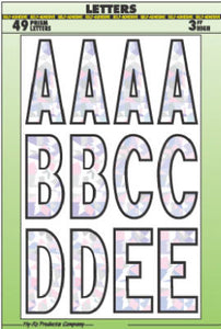 Hy-Ko MM-33L Vinyl Adhesive Silver Background Prism Letter Set, 3"
