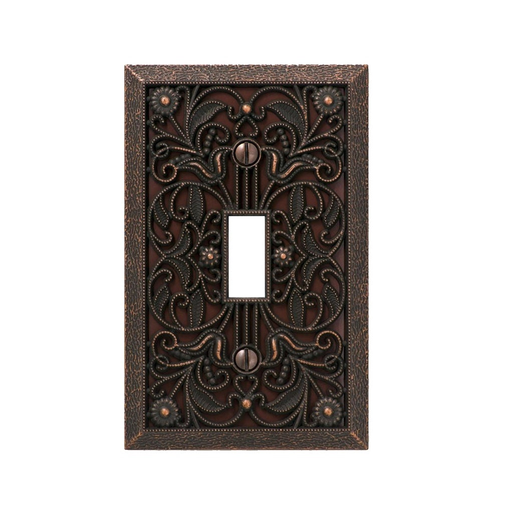 AmerTac 65TDB Toggle Switch Plate, Filigree Aged Bronze