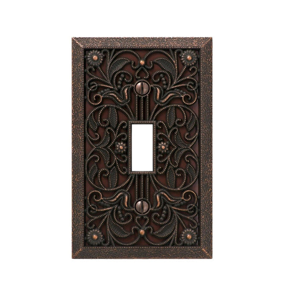 AmerTac 65TDB Toggle Switch Plate, Filigree Aged Bronze