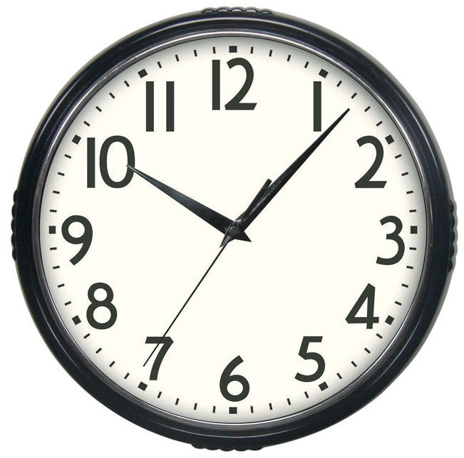 Westclox 32042BK 1950 Retro 9.5" Extra Thick Round Wall Clock, Black