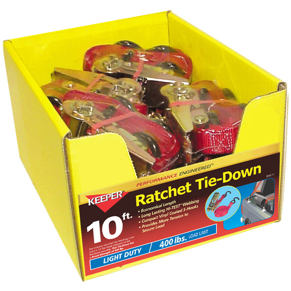 Keeper 89511-10 Ratchet Tie-Down 10&#039;x1", Red