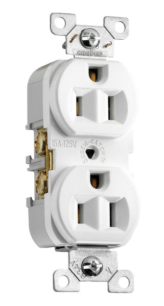 Cooper Wiring CR15W 3-Wire Commercial Grade Duplex Receptacle, White
