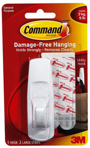 Command 17003 Large Utility Hook, Holds 5 Lbs