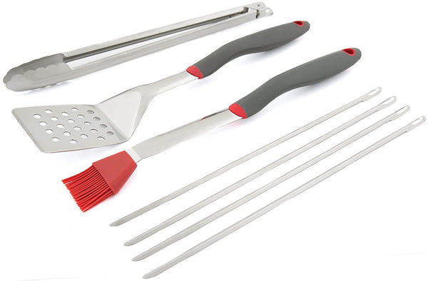 GrillPro 43700 7-Piece Tool Set With Ergo Grip, Stainless Steel, 7 PcsSet