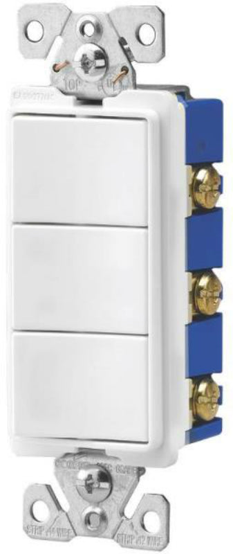 Arrow Hart 7729W-SP Triple Switch Decorator Combination Device, White