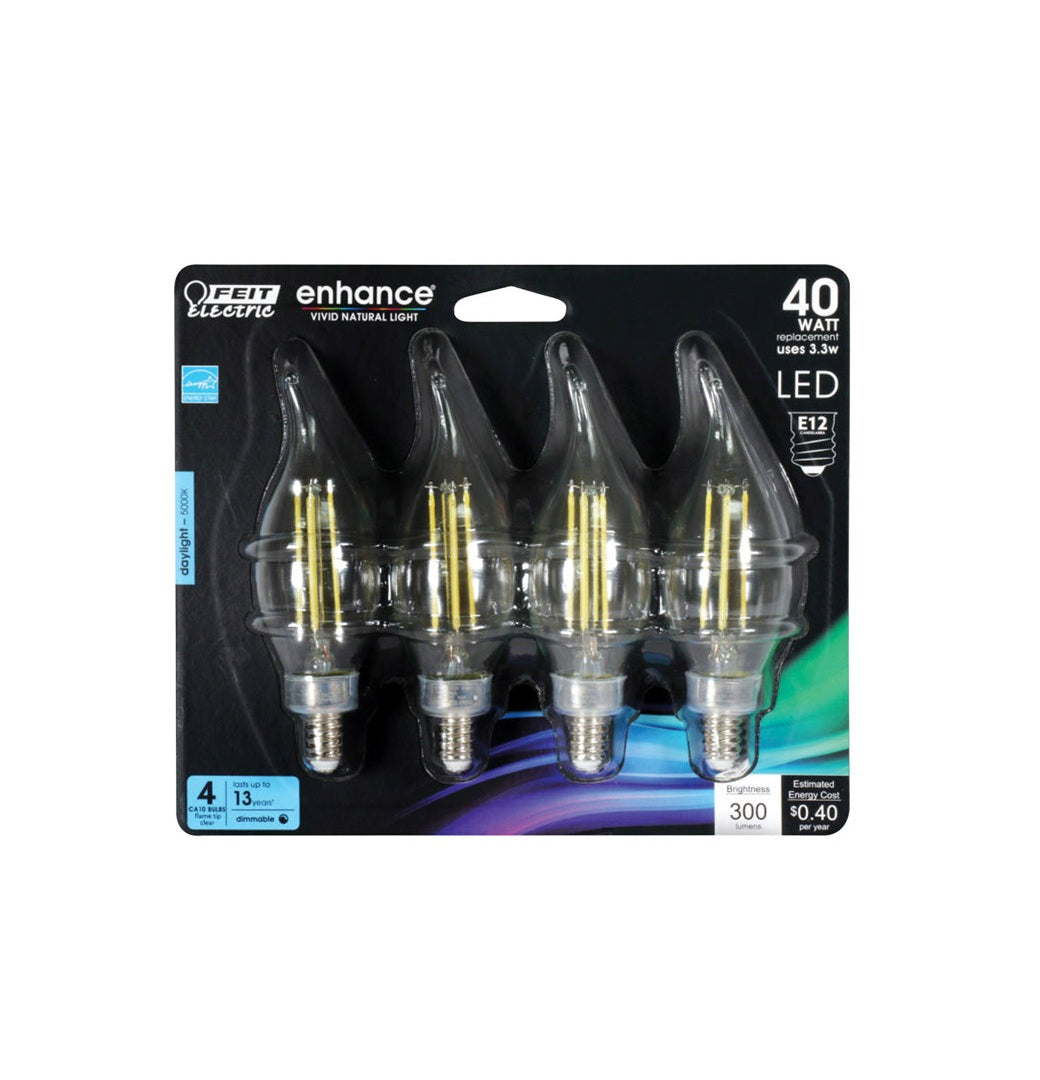 Feit Electric BPCFC40950CAFL2 Enhance Flame Tip Filament LED Bulb, 3.3 W