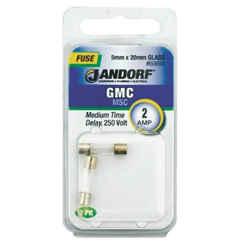 Jandorf 60693 GMC Glass Tube Fuse, 2 Amp, 250 Volts