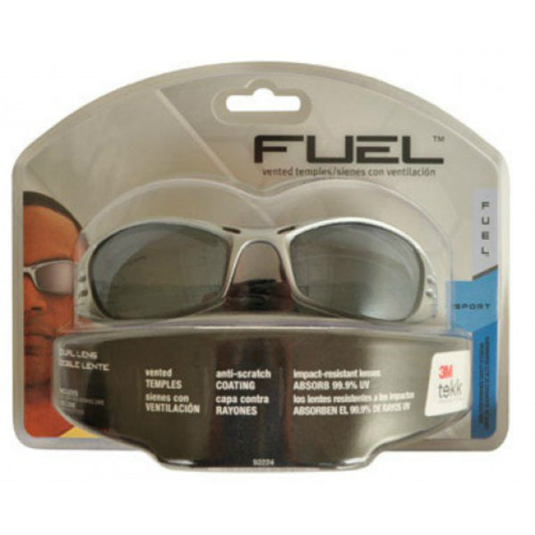 3M 92224-80025 Tekk Protection Fuel Sport Safety Eyewear, Silver Frame, Gray Lens