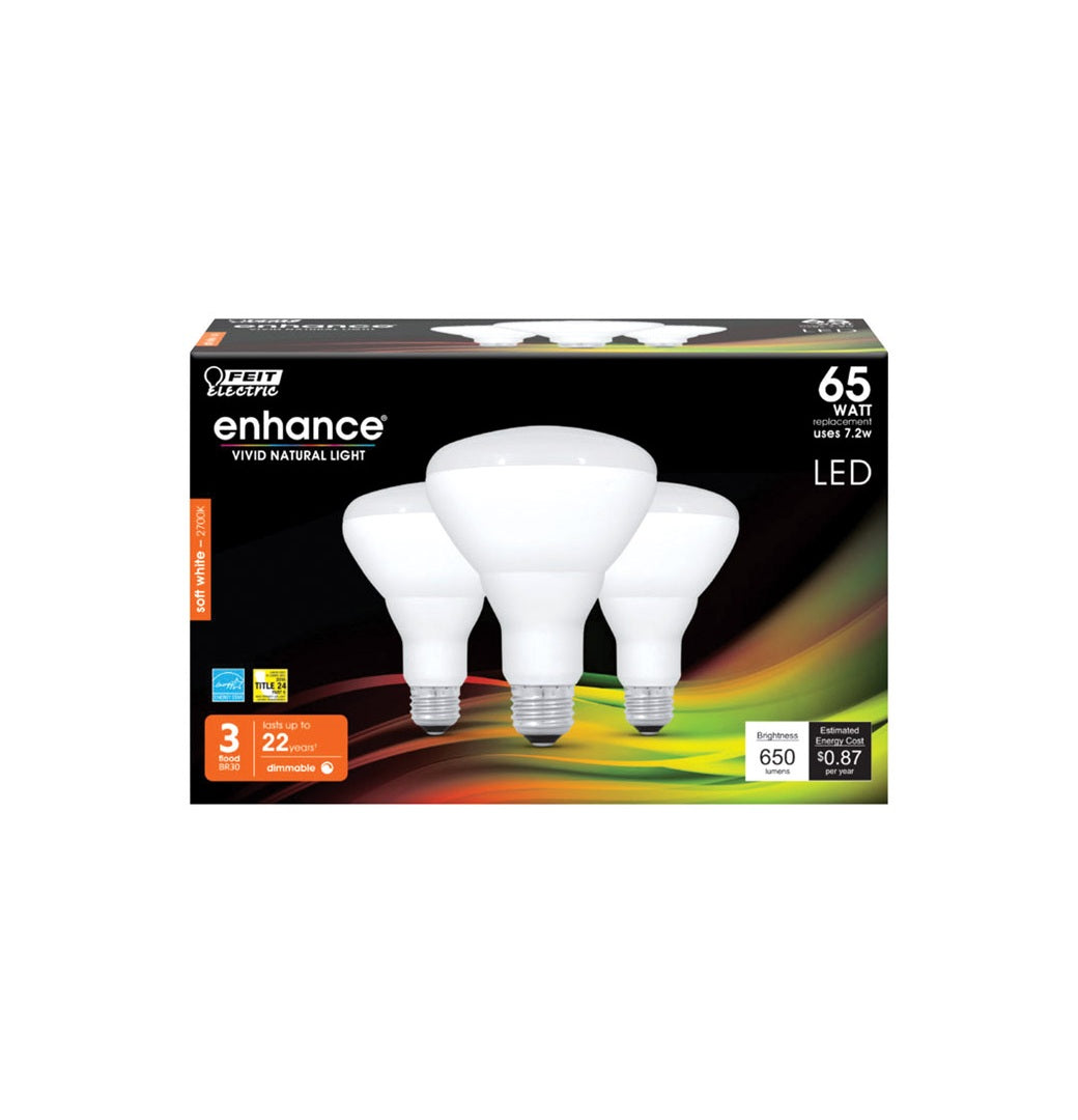 Feit Electric BR30DM/927CA/3 Enhance Dimmable LED Light Bulb, 7.2 W