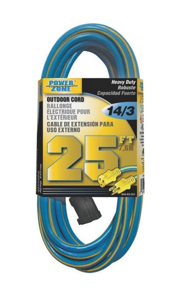 Power Zone ORK506725 Outdoor Extension Cords, Blue/Yellow, 25&#039;