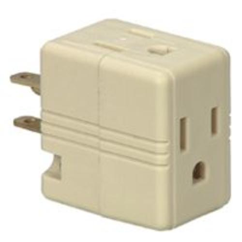 Cooper Wiring BP1482V "3-Wire" Grounded Cube Tap 15 Amp Ivory