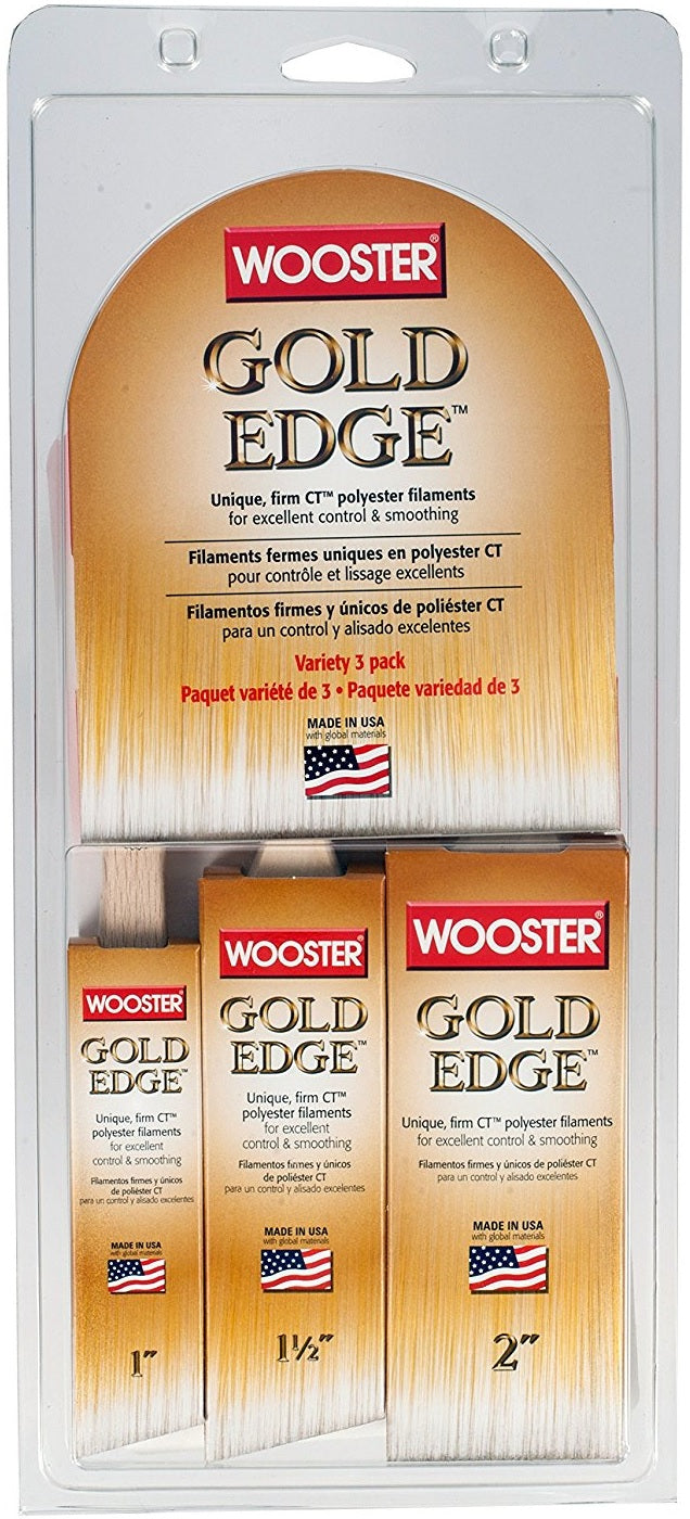 Wooster 5239 Gold Edge Wall Brush, Variety, 3/Pack