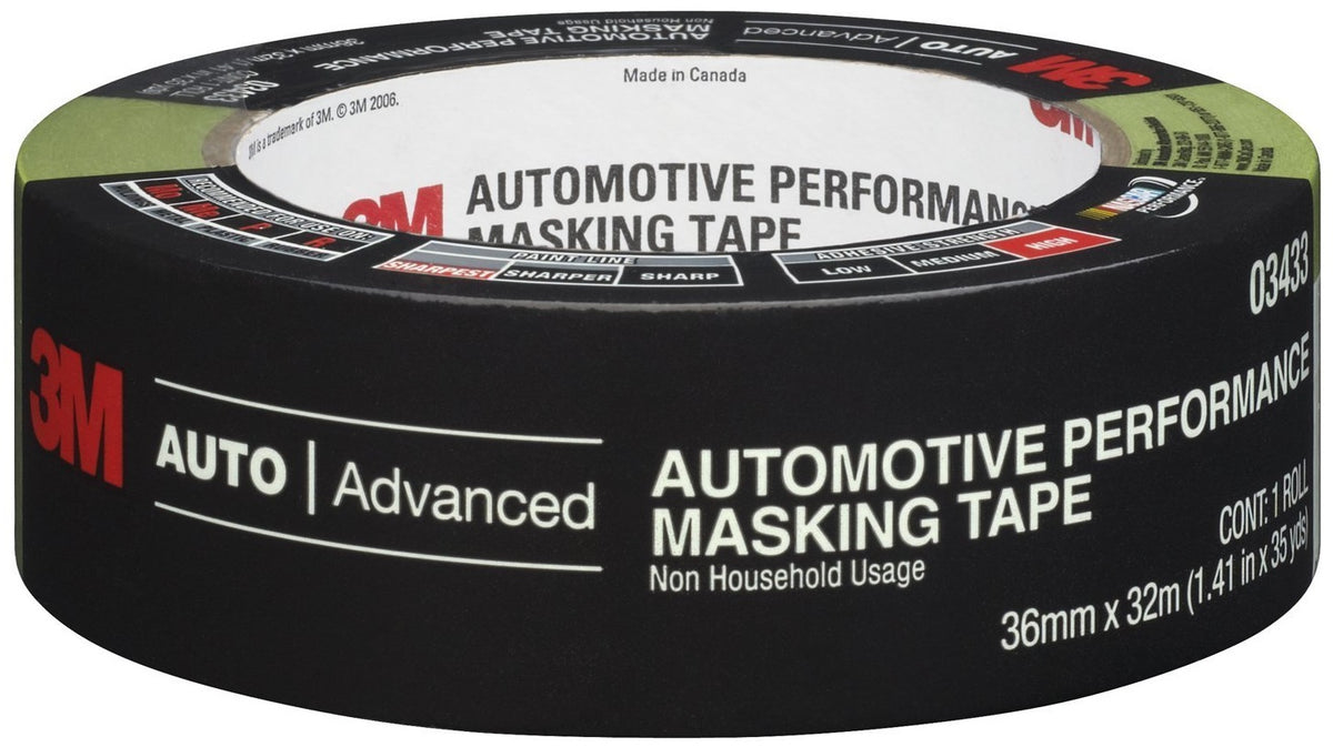 3M 03433 Automotive Performance Masking Tape, 36MM x 32M