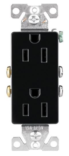 Cooper Wiring 1107-9BK-BOX Duplex Decorator Receptacle,125 Volt, 2 Pole