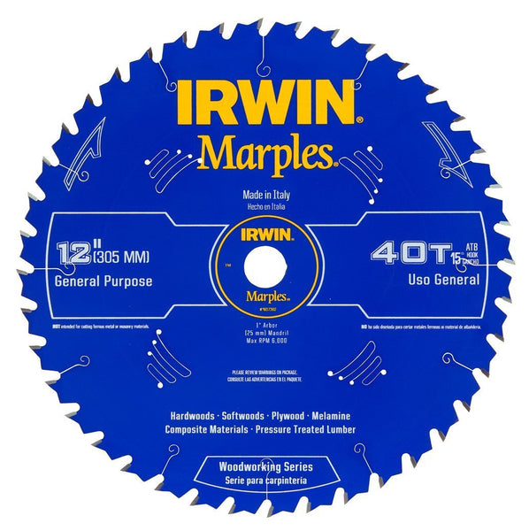 Irwin 1807382 40-T Marples Woodworking Series Circular Saw Blade, 12"