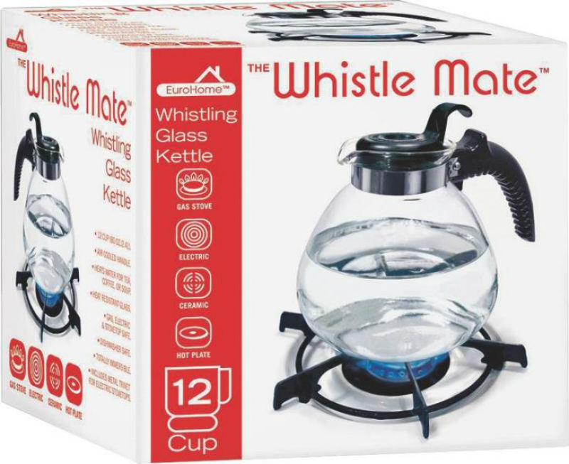 Euro-Ware 401 Whistle Tea Kettle, Glass, 12 Cup
