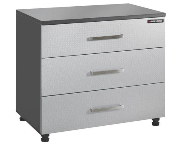 Black & Decker BG104747K 3-Drawer Laminate Base Cabinet, Charcoal Stipple