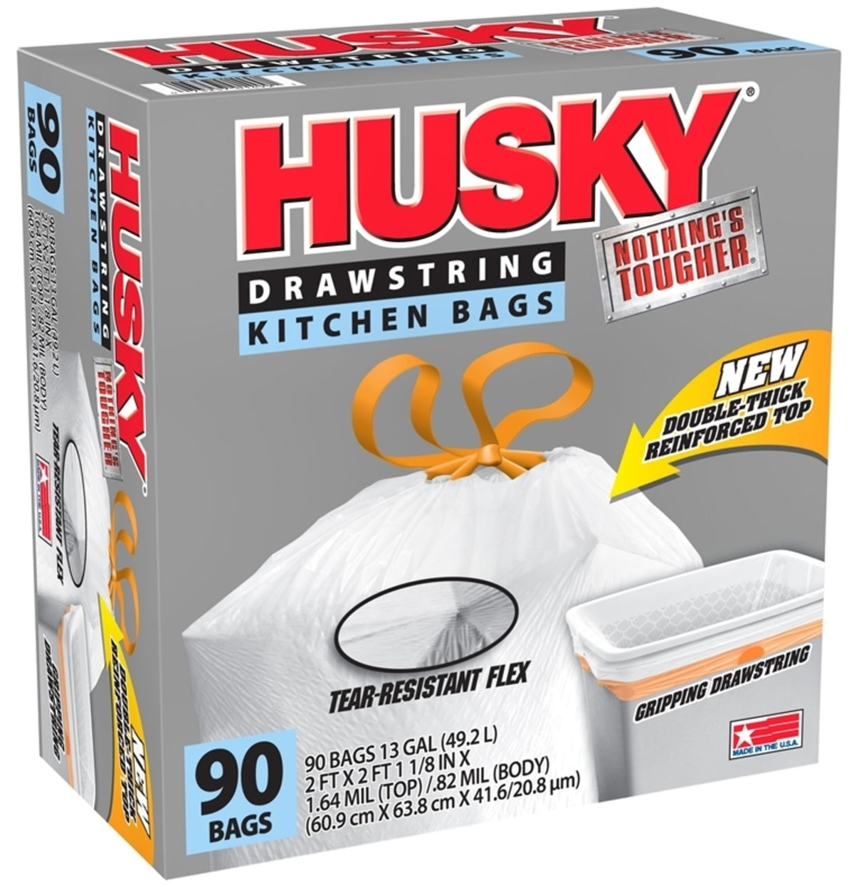 Husky HK13XHF090W-XR Kitchen Trash Bags, 13 Gallon Capacity