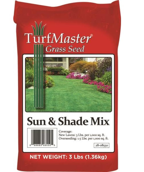 TurfMaster 28-08550 Sun & Shade Mix Grass Seed, 3 Lbs