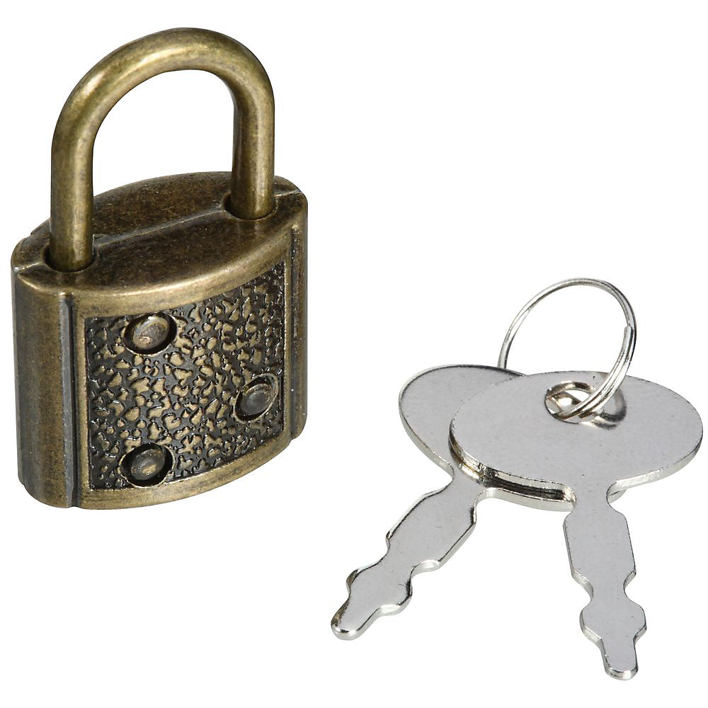 National Hardware N213-520 Die Cast Zinc Padlock, Antique Brass