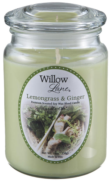 Candle Lite 1646043 Willow Lane Lemongrass & Ginger Jar Candle, 19 Oz
