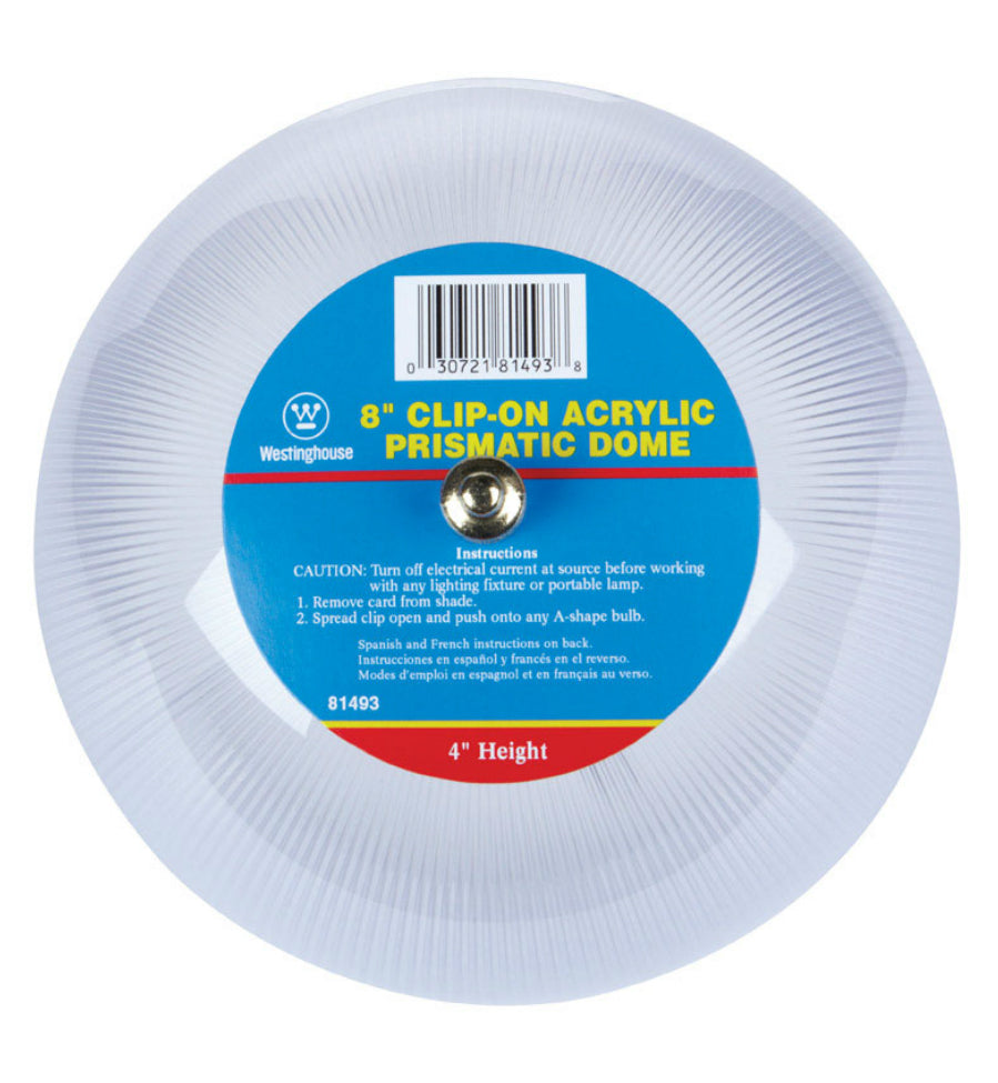 Westinghouse 81493 Clip-On Shade, Clear,  8"Dia