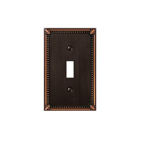 Amerelle 74TDB Imperial Bead 1 Toggle Wall Plate, Aged Bronze